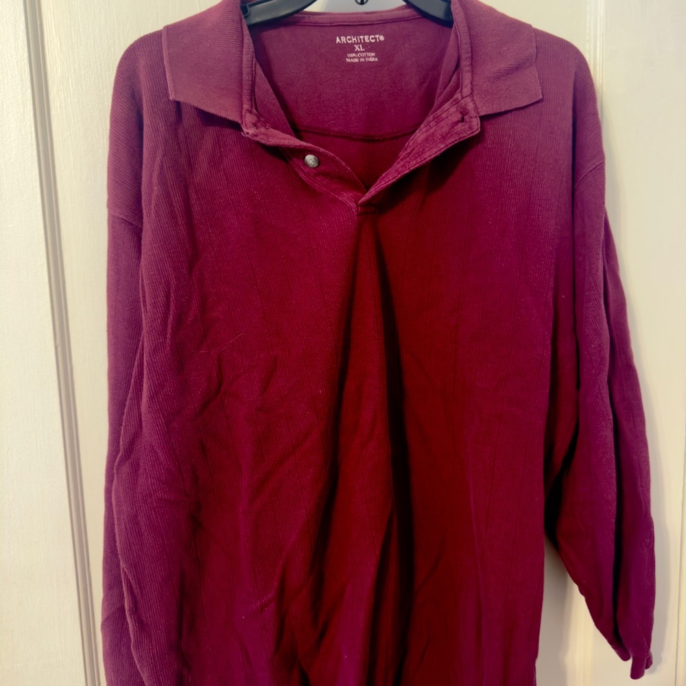 Architect Men’s Casual Button Down Shirt in Burgundy